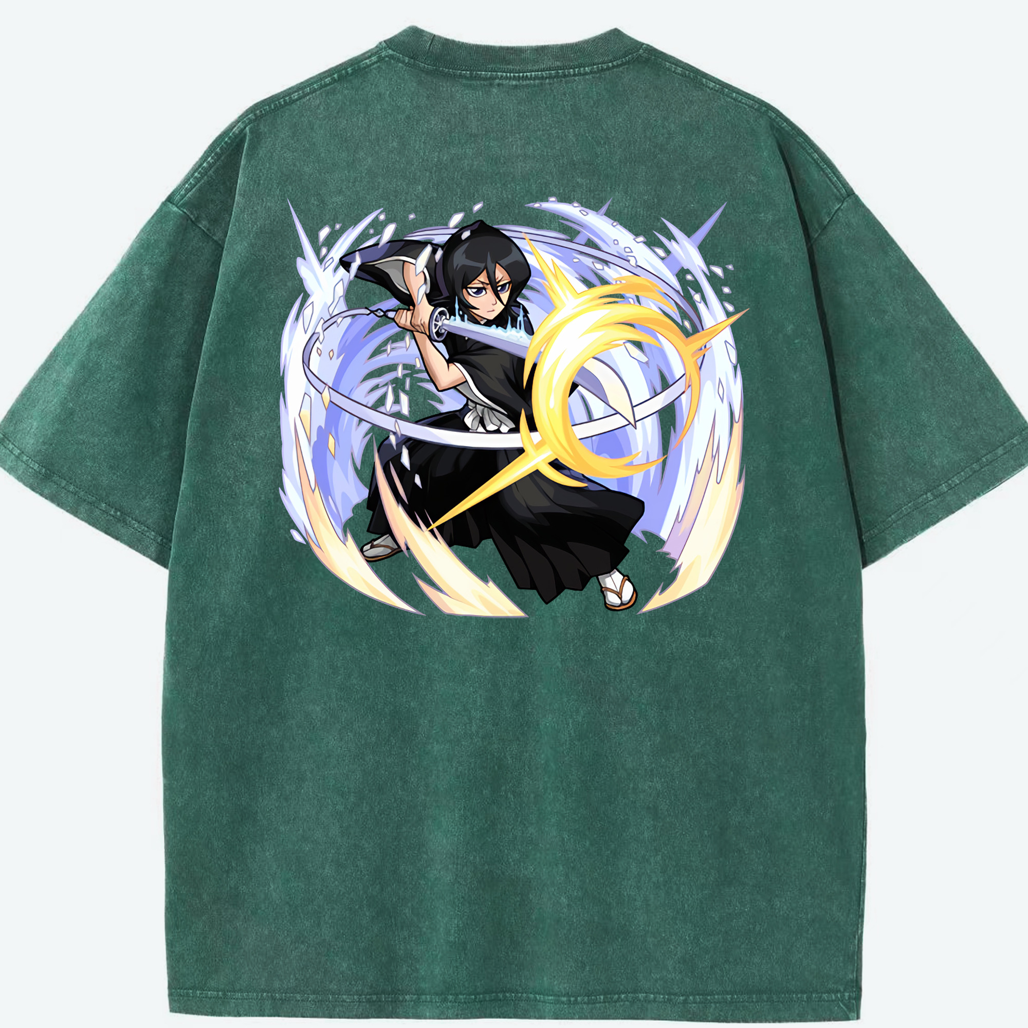 （画像用） ブリーチ 朽木ルキア BLEACH Kuchiki Rukia 綿100% ヴィンテージ風 半袖Tシャツ（背面プリント）